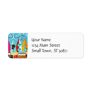 Surfplankbeugel met hippieventilatoren etiket