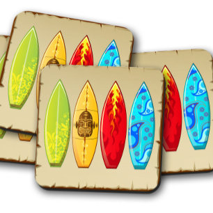  surfplanken in de zomer   Retro Surfboard Set Bier Onderzetter