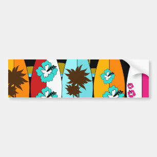 Surfplanken met surfer Hippie-ventilatoren voor st Bumpersticker