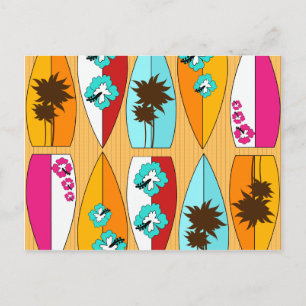 Surfplanken op Boardwalk Summer Beach Theme Briefkaart