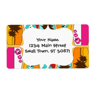 Surfplanken op Boardwalk Summer Beach Theme Etiket