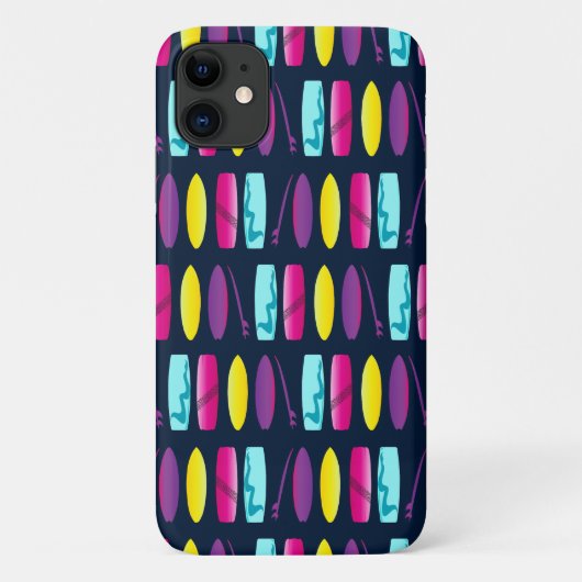 Surfplanken op donkerblauwe kleurige surfer Case-Mate iPhone case (Achterkant)