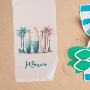 Surfplanken palmbomen retro groen geel strandlaken
