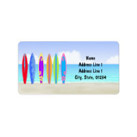 Surfplanken Strand Adresetiketten