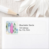 Surfplanken tropisch strand retouradres  etiket (Insitu)