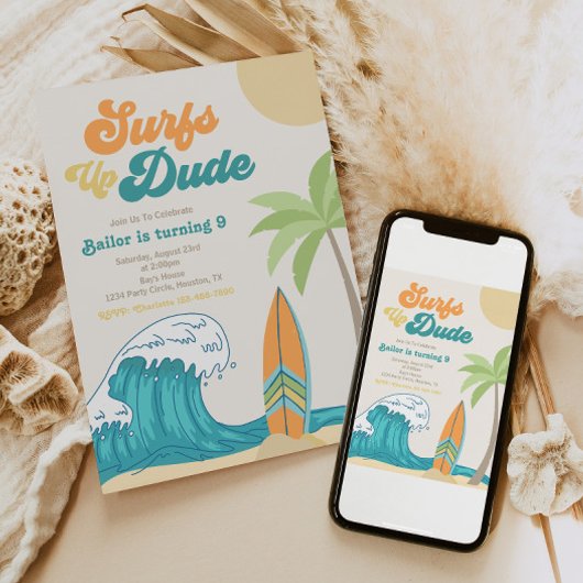 Surfred Up Birthday Invitation | Overlevingsuitnod Kaart