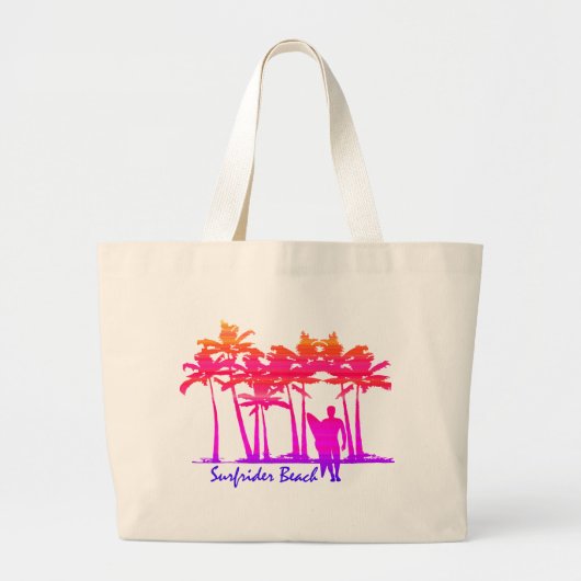 Surfrider Beach Hawaiian Palm Tree Blend Grote Tote Bag (Voorkant)