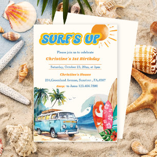 Surfs Up Beach 1er anniversaire Invitation