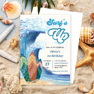 Surfs Up Beach 1er anniversaire Invitation