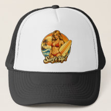 Surf's Up Bikini Pin-Up | Retro Surf Winkel Grafis