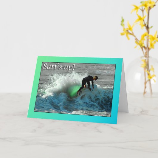 Surf's Up! Birthday Card Kaart (Gele Bloem)