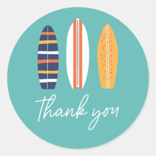 Surfs Up BOY Surfboard strand Verjaardagsfeest Fav Ronde Sticker