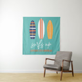 Surfs Up BOY Surfboard strand verjaardagsfeestje Wandkleed (In situ)