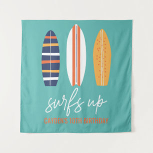 Surfs Up BOY Surfplank strand verjaardagsfeestje Wandkleed