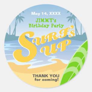 Surf's up boy Verjaardagsfeestje Ronde Sticker