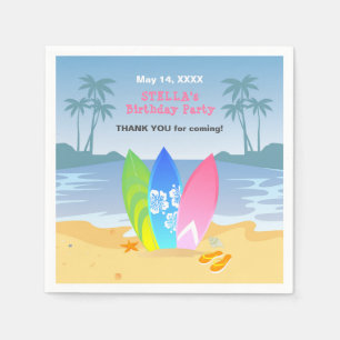 Surf's up Girly Verjaardagsfeestje Servet