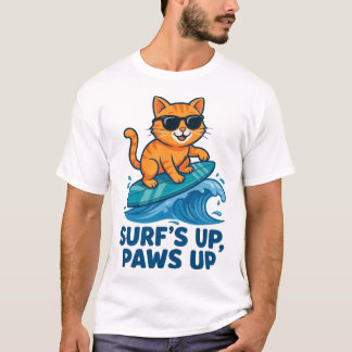 Surf's Up Paws Up Grappig Surfer T-shirt