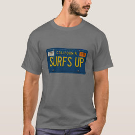 Surfs Up Retro 1969 California License Plate Surf T-shirt