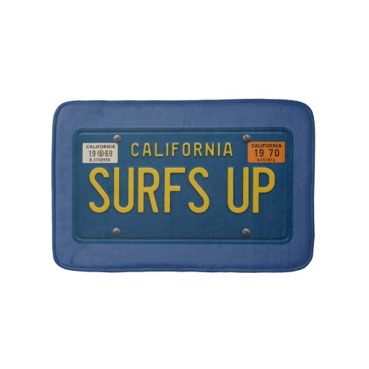 Surfs Up Retro 1969 Californisch Kenteken Surf Badmat (Voorkant)