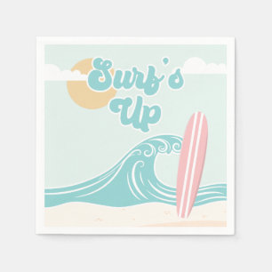 Surfs Up Roze Strand Verjaardag Papieren Borden Servet