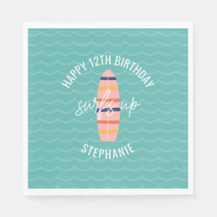Surfs Up Roze surfplank Verjaardagsfeestje Servet