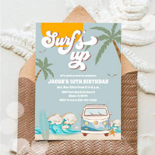 Surfs Up strand verjaardagsuitnodiging Kaart
