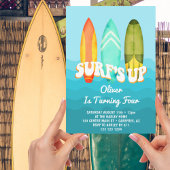 Surfs Up Surfboard Jongen 4e Verjaardag Kaart