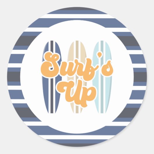 Surf's Up Surfboard Strand Verjaardag Ronde Sticker (Voorkant)