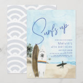 Surf's Up Surfboards Beach Blue Verjaardag Kaart (Voorkant / Achterkant)