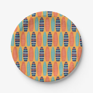Surfs Up Surfboards Oranje Blauwe Verjaardag Papieren Bordje