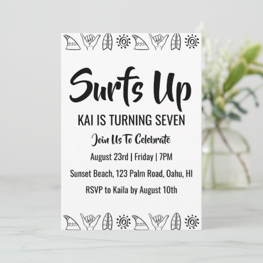 surfs up surfing plage invitations fête d'annivers (Debout devant)