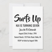 surfs up surfing plage invitations fête d'annivers (Dos)