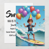 surfs up surfing plage invitations fête d'annivers (Devant / Derrière)