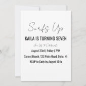 surfs up surfing plage invitations fête d'annivers (Dos)