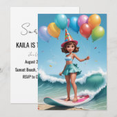 surfs up surfing plage invitations fête d'annivers (Devant / Derrière)