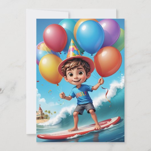 surfs up surfing plage invitations fête d'annivers (Devant)