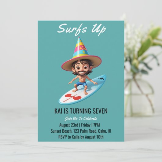 surfs up surfing plage invitations fête d'annivers (Debout devant)