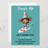 surfs up surfing plage invitations fête d'annivers (Devant / Derrière)