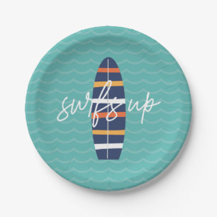Surfs Up surfplank en golven Verjaardagsfeestje Papieren Bordje