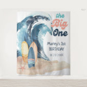 Surf's Up | The Big One Beach Baby 1e Verjaardag Wandkleed (Voorkant)