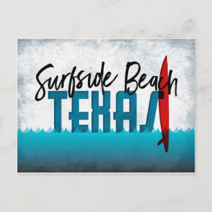 Surfside Beach Briefkaart Texas Surfboard
