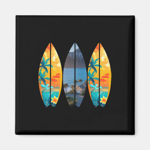Surfstrand Surfplank Retro Tropisch Hawaï Palm Magneet