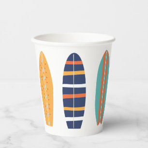 Surft op Retro Beach Surfboard Paper Cups Papieren Bekers