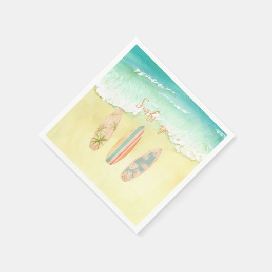 Surft op servetten De Big One Surfer Verjaardag (Hoek)