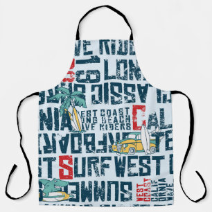 Surfteam van Californië: Grunge naadloos patroon. Schort