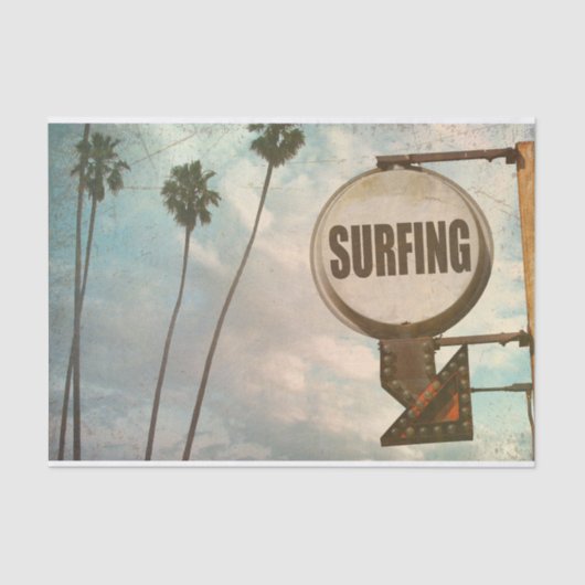 Surfteken Retro Beach Decoupage Papier (Voorkant)