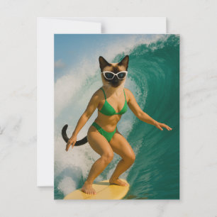 Surfthema voor Siamese kattenliefhebbers Briefkaart