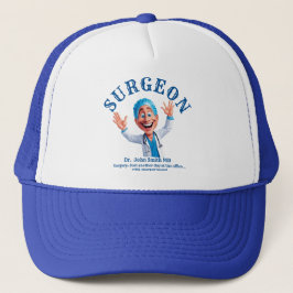 surgeon doctor with surgical cap and smile trucker pet