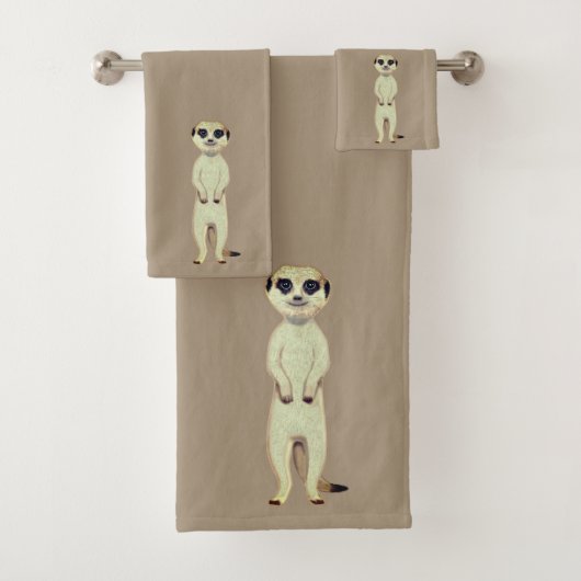 Suricate sur beige chanceux (En situation)
