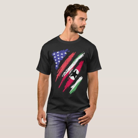 Suriname American Patriot Grown Heart Flag Stripes T-shirt (Voorkant volledig)